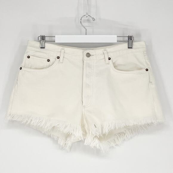 AGOLDE Parker Cut Off Denim Shorts Tissue Wash Women’s Size 31 Raw Hem White - Picture 2 of 5